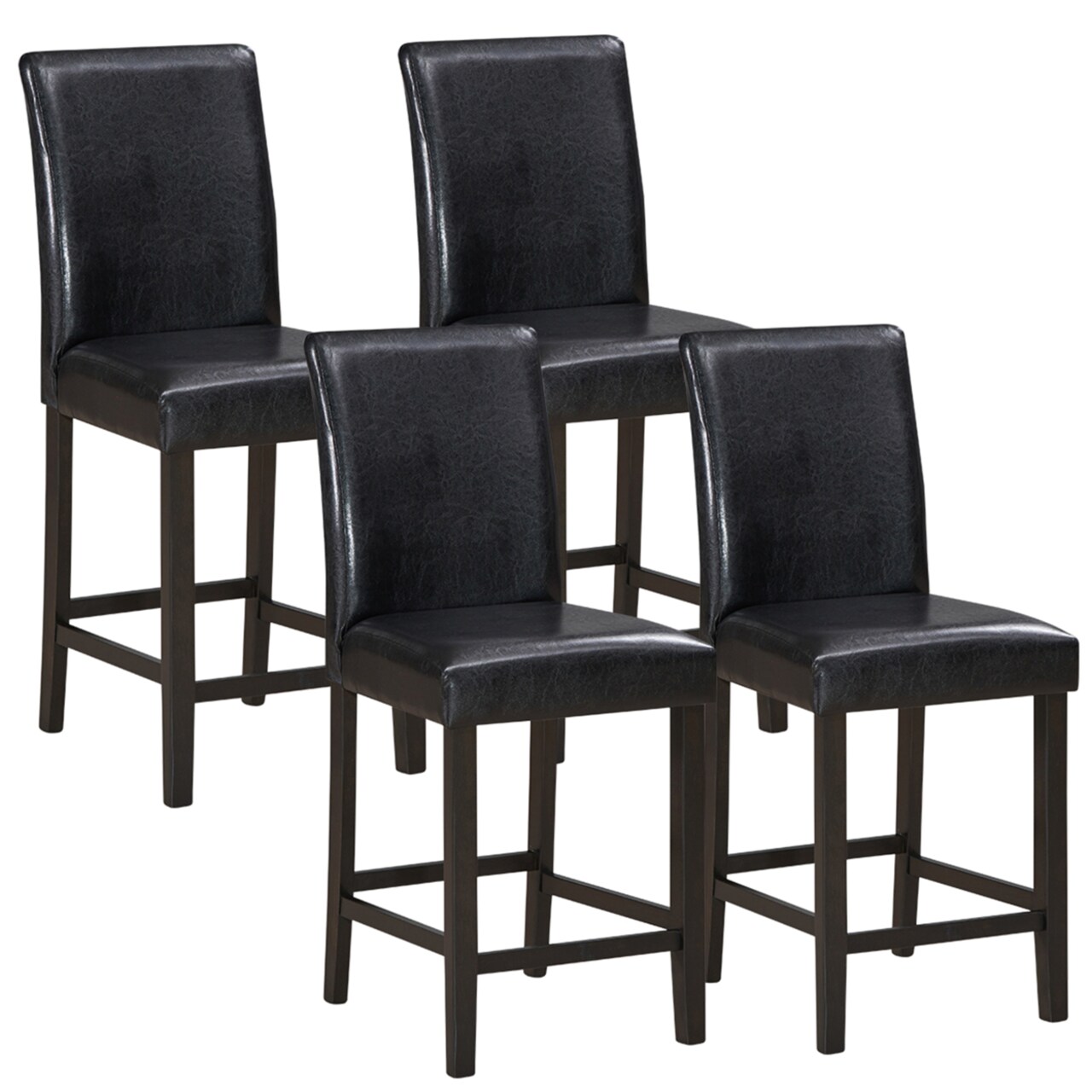 Set Of 4 Bar Stools 25Inch Counter Height Barstool Pub Chair W/Rubber Wood Legs